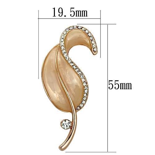 LO2899 - Flash Rose Gold White Metal Brooches with Top Grade Crystal in Clear-1