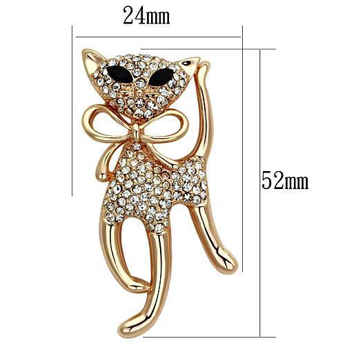 LO2901 - Flash Rose Gold White Metal Brooches with Top Grade Crystal in Jet-1
