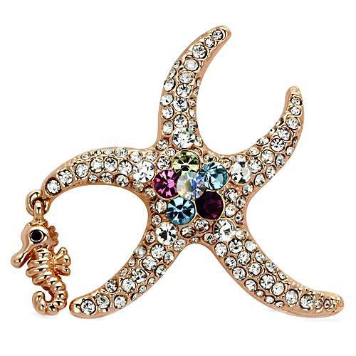 LO2911 - Flash Rose Gold White Metal Brooches with Top Grade Crystal in Multi Color-0