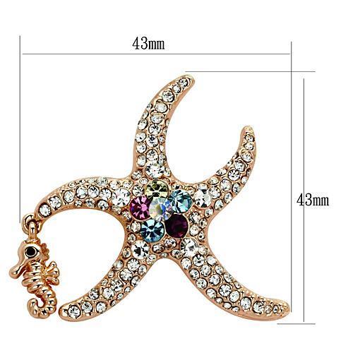 LO2911 - Flash Rose Gold White Metal Brooches with Top Grade Crystal in Multi Color-1