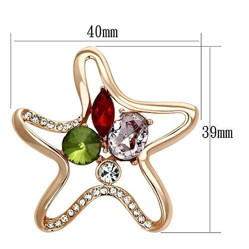 LO2913 - Flash Rose Gold White Metal Brooches with Synthetic Acrylic in Multi Color-1
