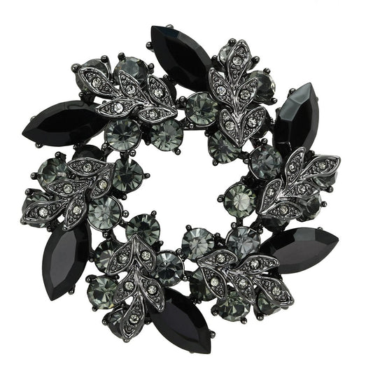 LO2917 - Ruthenium White Metal Brooches with Top Grade Crystal in Jet-0