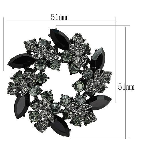 LO2917 - Ruthenium White Metal Brooches with Top Grade Crystal in Jet-1