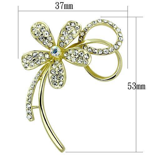 LO2924 - Flash Gold White Metal Brooches with Top Grade Crystal in Clear-1