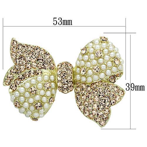 LO2927 - Flash Gold White Metal Brooches with Synthetic Pearl in White-1