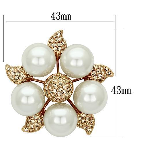 LO2928 - Flash Rose Gold White Metal Brooches with Synthetic Pearl in White-1