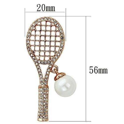 LO2930 - Flash Rose Gold White Metal Brooches with Synthetic Pearl in White-1