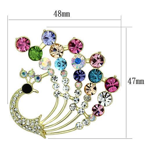 LO2931 - Flash Gold White Metal Brooches with Top Grade Crystal in Multi Color-1