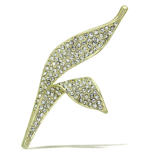 LO2935 - Flash Gold White Metal Brooches with Top Grade Crystal in Clear-0