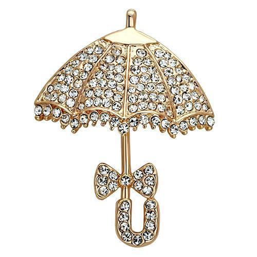 LO2937 - Flash Rose Gold White Metal Brooches with Top Grade Crystal in Clear-0