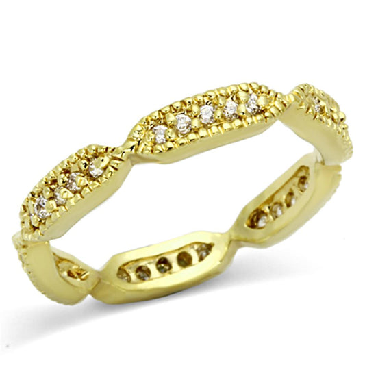 LO3001 - Gold Brass Ring with AAA Grade CZ in Clear-0