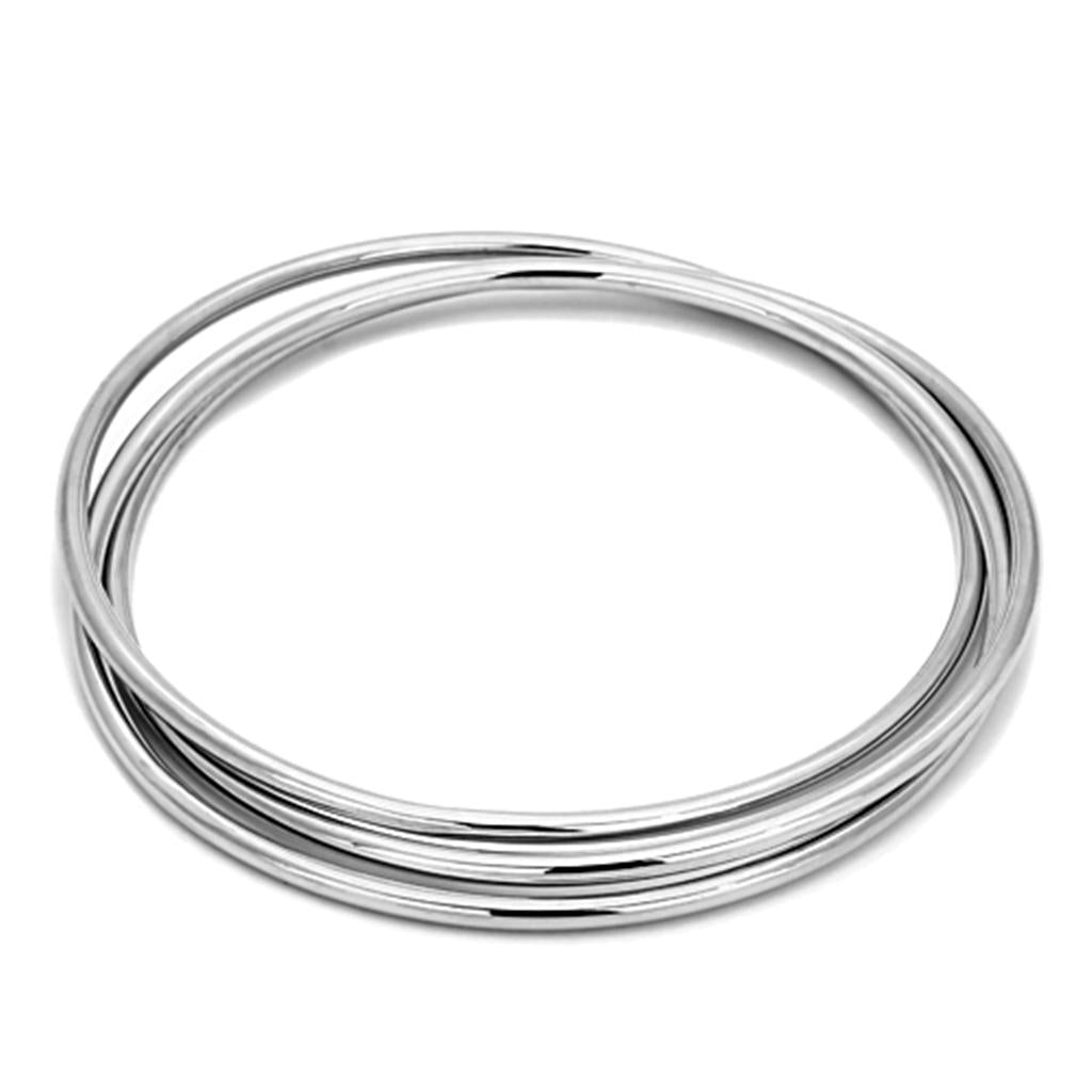 LO3071 - Rhodium Brass Bangle with No Stone-0