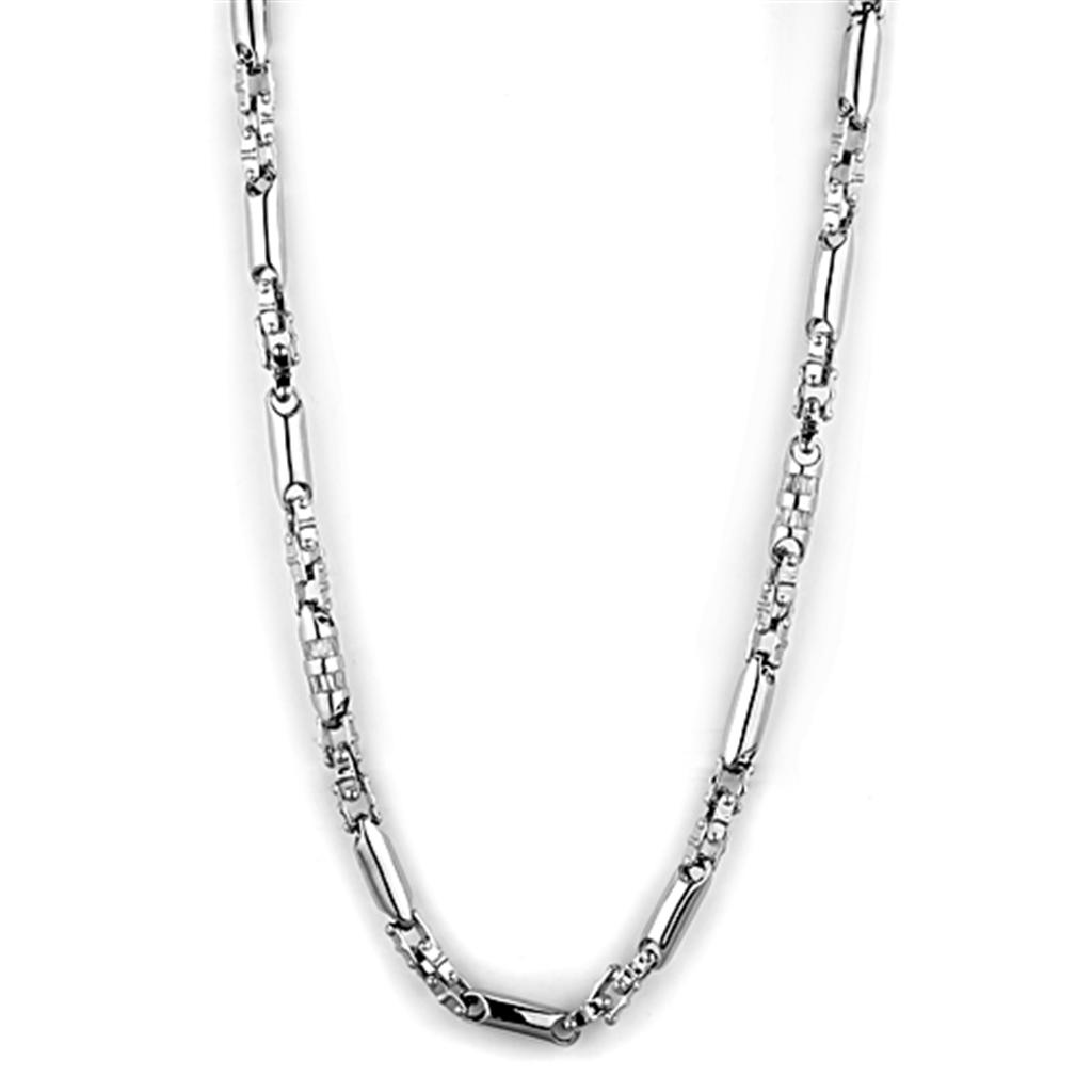 LO3089 - Rhodium Brass Necklace with AAA Grade CZ in Clear-0