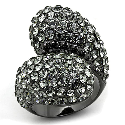 LO3172 - TIN Cobalt Black Brass Ring with Top Grade Crystal in Black Diamond-0
