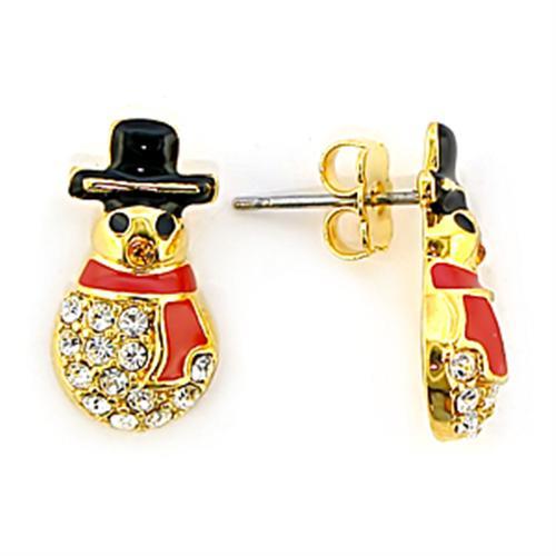 LO320 - Gold Brass Earrings with Top Grade Crystal in Topaz-0