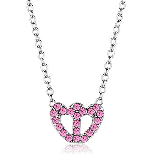 LO3230 - Rhodium Brass Chain Pendant with Top Grade Crystal in Rose-0