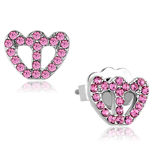 LO3231 - Rhodium Brass Earrings with Top Grade Crystal in Rose-0