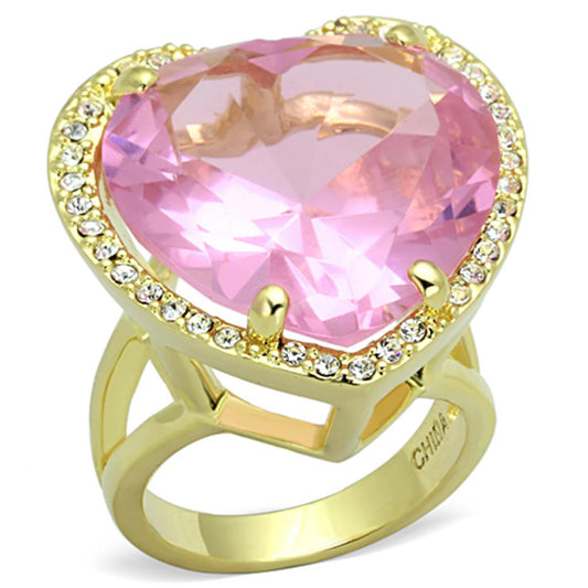 LO3251 - Gold Brass Ring with Synthetic Synthetic Glass in Rose-0