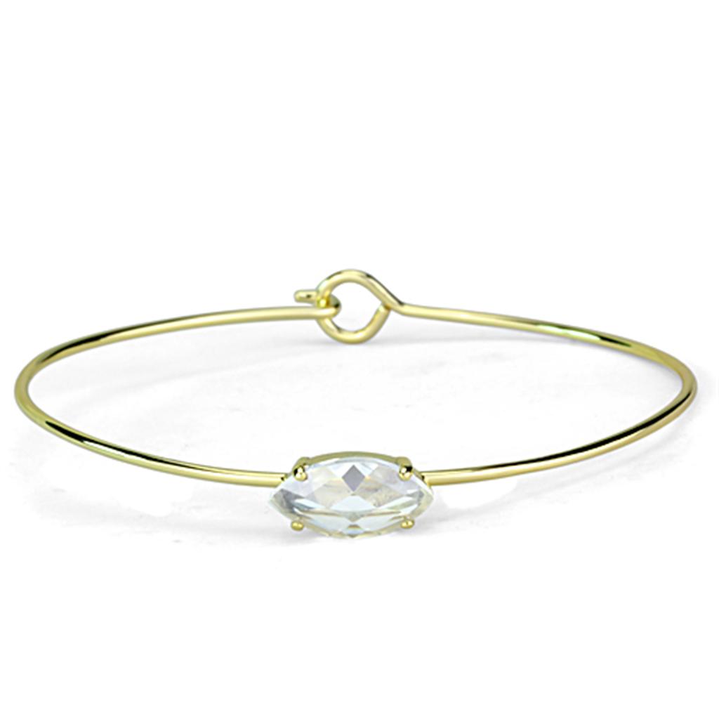 LO3260 - Gold Brass Bangle with AAA Grade CZ in Clear-0
