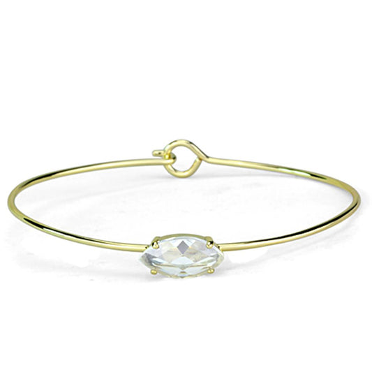LO3260 - Gold Brass Bangle with AAA Grade CZ in Clear-0
