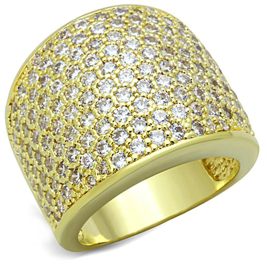 LO3284 - Gold Brass Ring with AAA Grade CZ in Clear-0