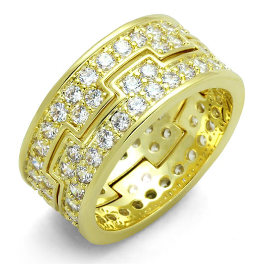 LO3349 - Gold Brass Ring with AAA Grade CZ in Clear-0