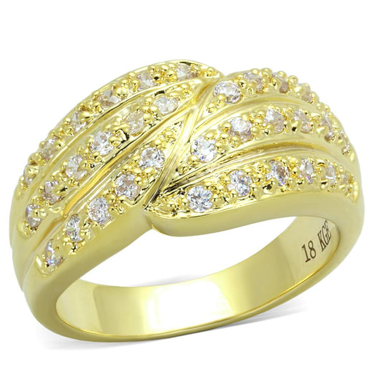 LO3402 - Gold Brass Ring with AAA Grade CZ in Clear-0