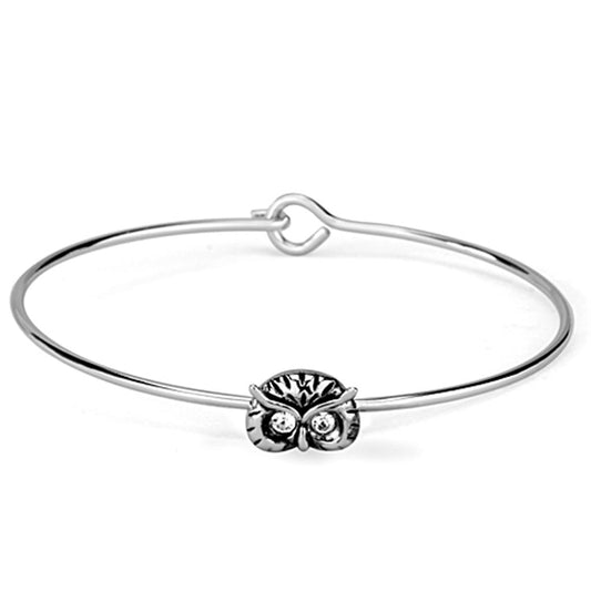 LO3441 - Rhodium Brass Bangle with Top Grade Crystal in Clear-0