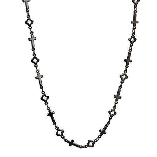 LO3454 - TIN Cobalt Black Brass Necklace with No Stone-0