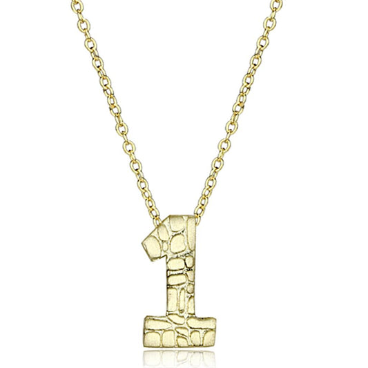 LO3460 - Flash Gold Brass Chain Pendant with Top Grade Crystal in Clear-0