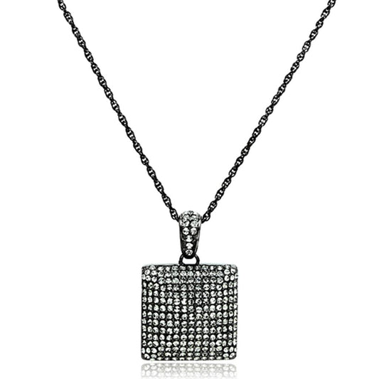 LO3471 - TIN Cobalt Black Brass Chain Pendant with Top Grade Crystal in Black Diamond-0