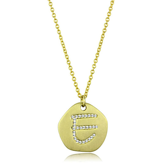 LO3481 - Gold Brass Chain Pendant with Top Grade Crystal in Clear-0