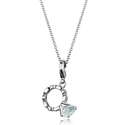 LO3490 - Rhodium Brass Pendant with AAA Grade CZ in Clear-0