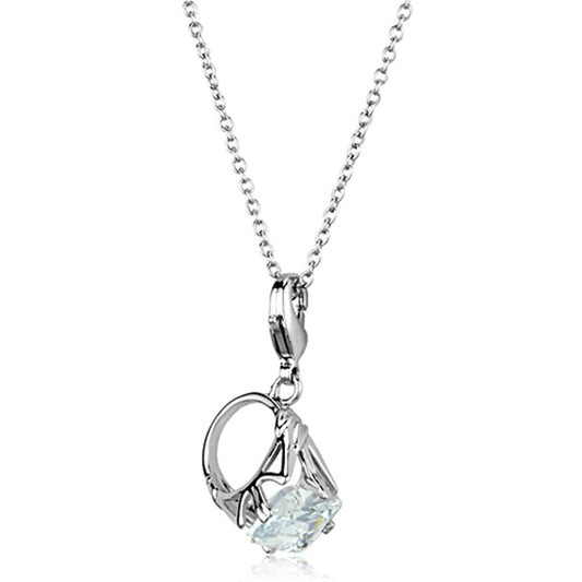 LO3491 - Rhodium Brass Pendant with AAA Grade CZ in Clear-0