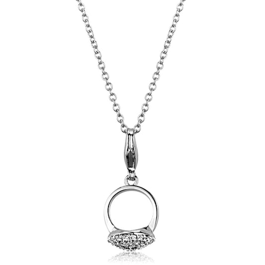 LO3492 - Rhodium Brass Pendant with AAA Grade CZ in Clear-0