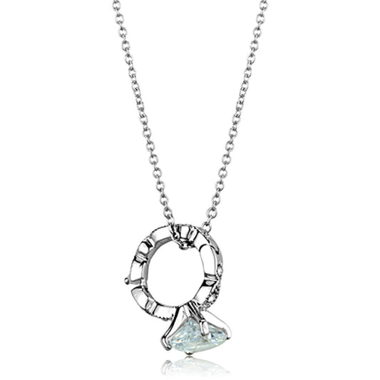 LO3494 - Rhodium Brass Pendant with AAA Grade CZ in Clear-0