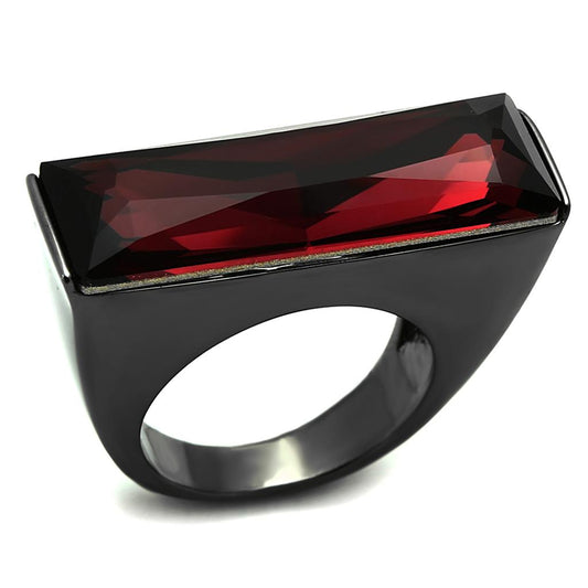 LO3517 - TIN Cobalt Black Brass Ring with Top Grade Crystal in Siam-0