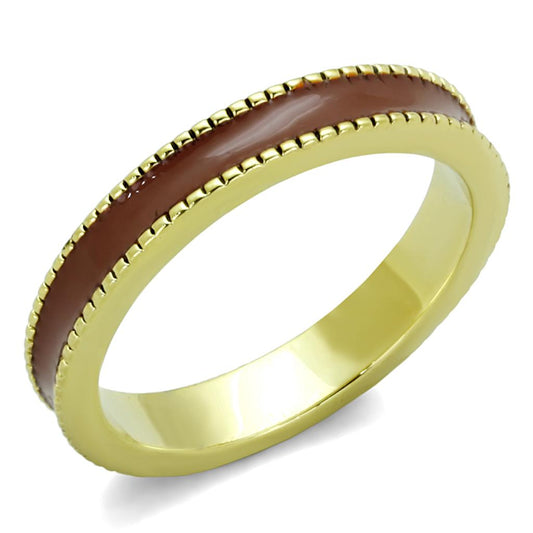 LO3551 - Gold Brass Ring with Epoxy in Brown-0