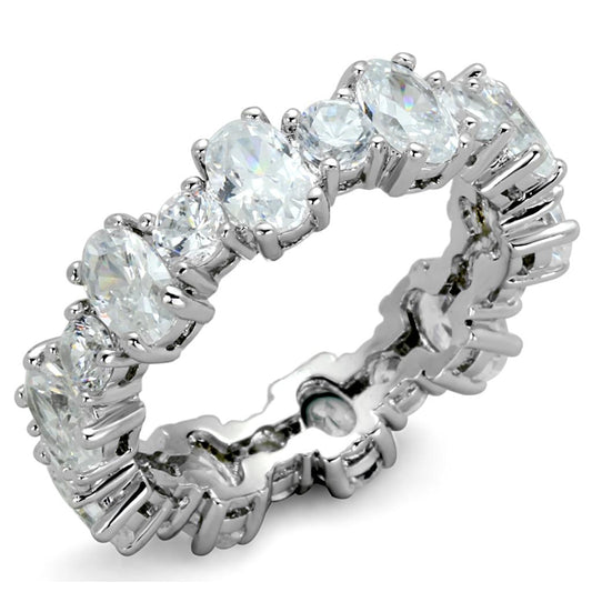 LO3561 - Rhodium Brass Ring with AAA Grade CZ in Clear-0