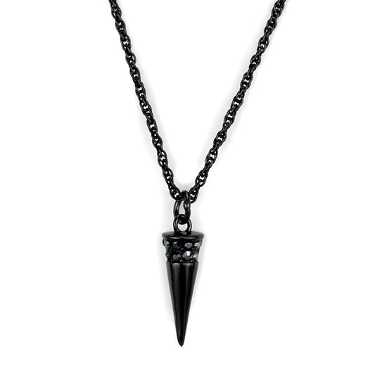 LO3709 - TIN Cobalt Black Brass Chain Pendant with Top Grade Crystal in Hematite-0