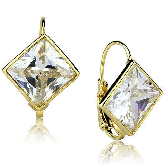 LO3867 - Gold Brass Earrings with AAA Grade CZ in Clear-0