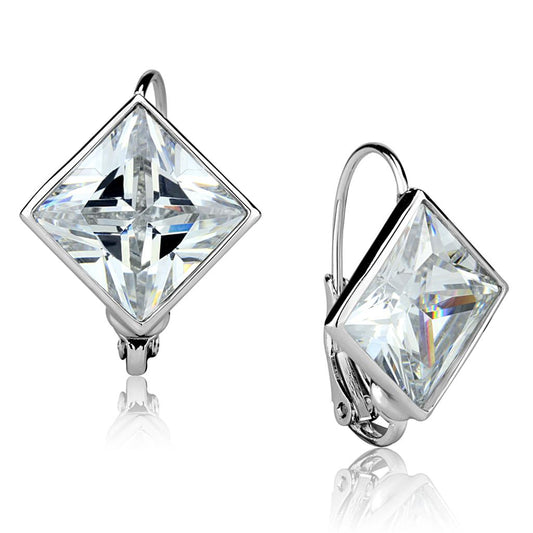 LO3868 - Rhodium Brass Earrings with AAA Grade CZ in Clear-0