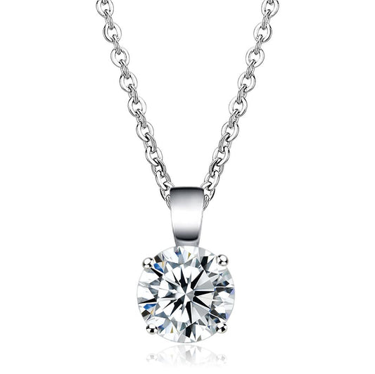 LO3933 - Rhodium Brass Chain Pendant with AAA Grade CZ in Clear-0
