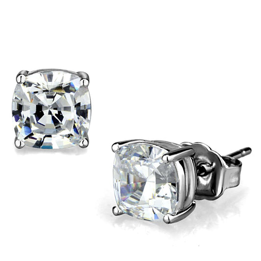 LO3948 - Rhodium Brass Earrings with AAA Grade CZ in Clear-0