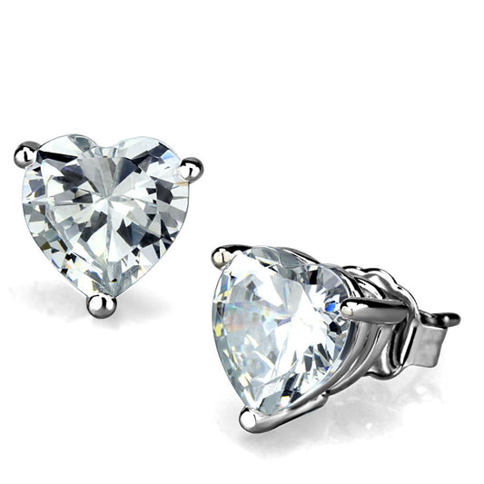LO3951 - Rhodium Brass Earrings with AAA Grade CZ in Clear-0
