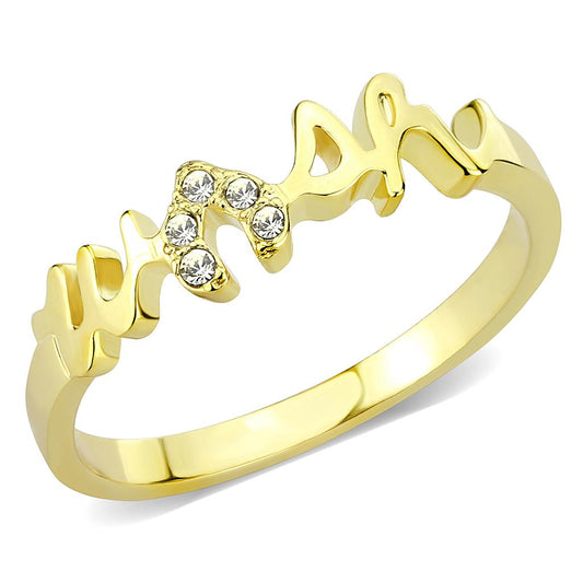 LO3966 - Flash Gold Brass Ring with Top Grade Crystal in Clear-0
