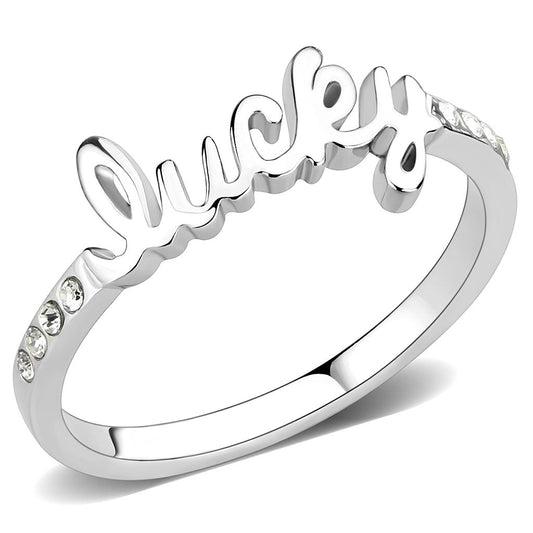 LO3972 - Rhodium Brass Ring with Top Grade Crystal in Clear-0