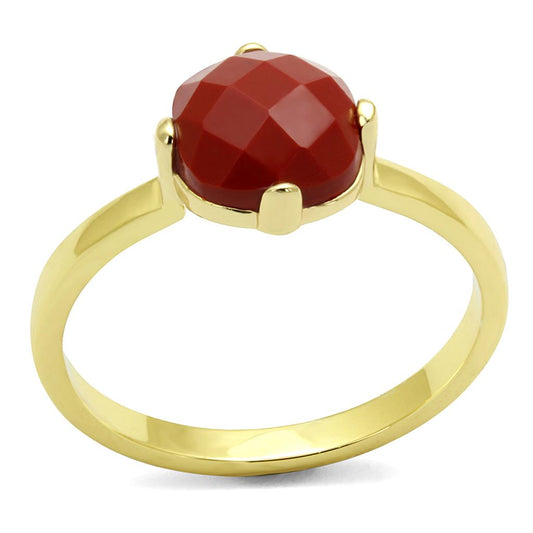 LO4077 - Flash Gold Brass Ring with Synthetic Synthetic Stone in Siam-0