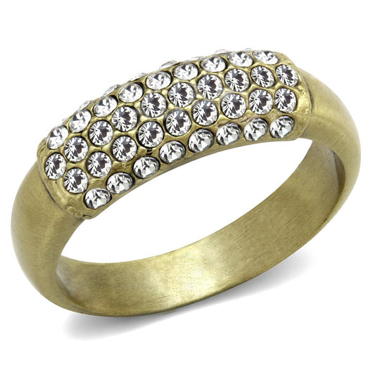 LO4125 - Antique Copper Brass Ring with Top Grade Crystal in Clear-0