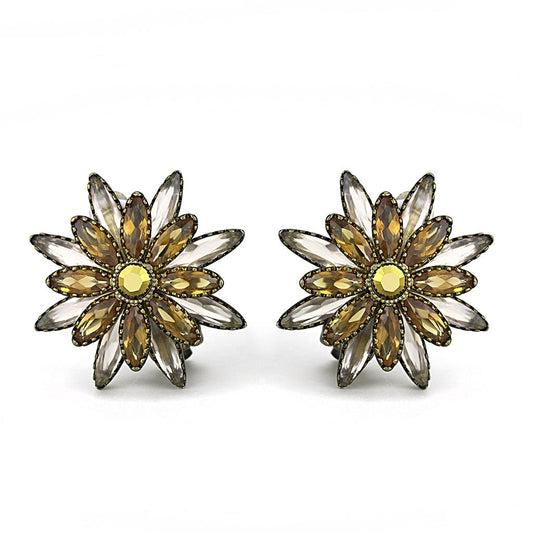 LO4200 - Antique Copper Brass Earrings with Synthetic Synthetic Glass in Multi Color-0